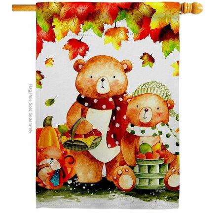 PATIO TRASERO 28 x 40 in. Autumn Bears House Flag with Fall Harvest & Double-Sided Vertical Flags  Banner Garden PA3898594